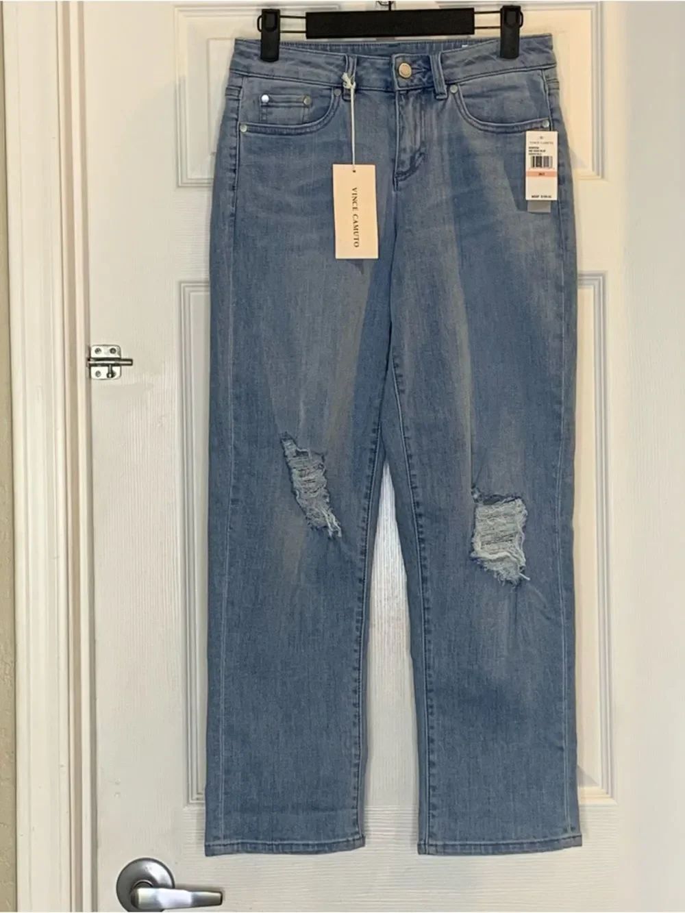 Vince Camuto Oasis Blue Essentials Cropped Jeans Size 2 Distressed